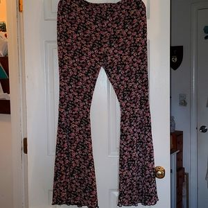 Floral layered shear bell bottom pants size large